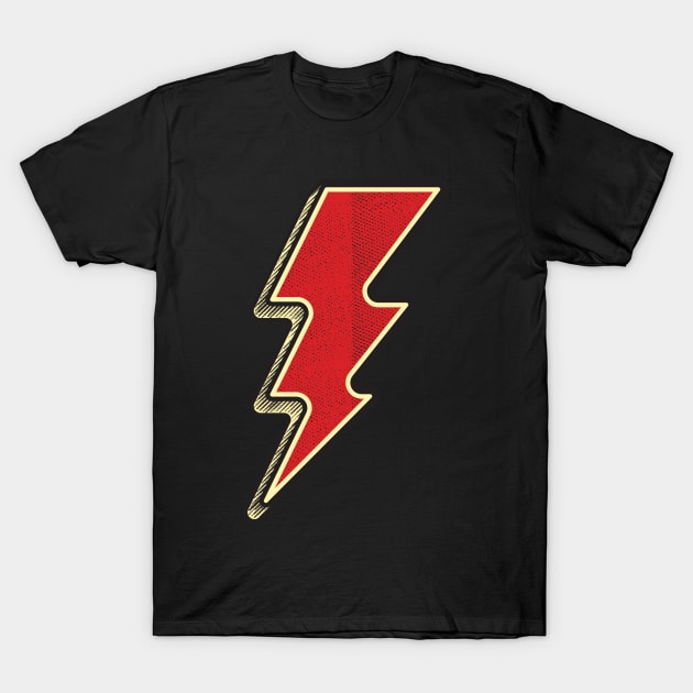 KICK ASS Flash Lightning Bolt Electricity Symbol Vintage Style Sketch T-Shirt by Naumovski